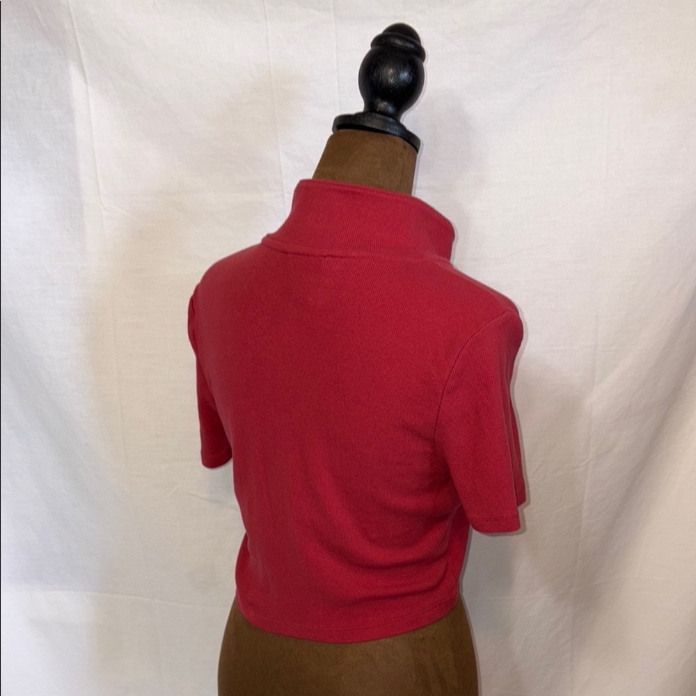 Forever 21 Red Ruffled Crop Polo Top - Picture 4 of 5